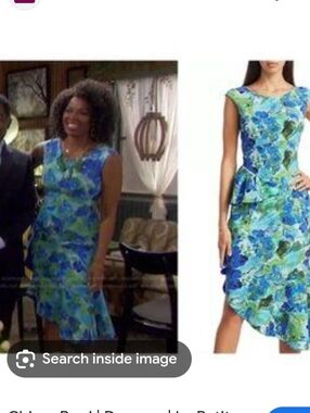 Chiara Boni Blue and Green Floral High-Low Dress